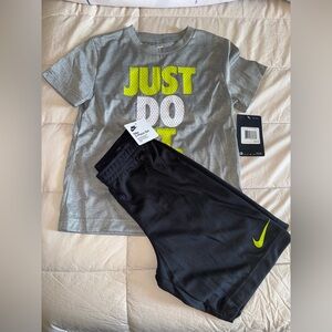 Nike Kids Gray and Black Set with Yellow Accents